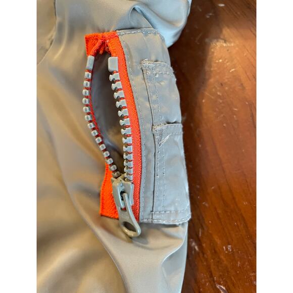 Baby Gap 12-18 Months Snowsuit Hooded One Piece Olive Green Orange Pockets Flaws - Picture 5 of 16